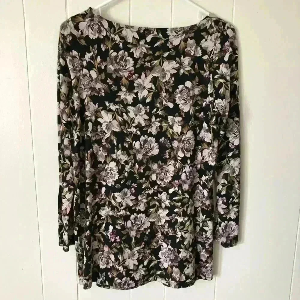 J.Jill Women’s Floral Split Sleeve Cotton Blend Tunic Size S - Picture 6 of 7